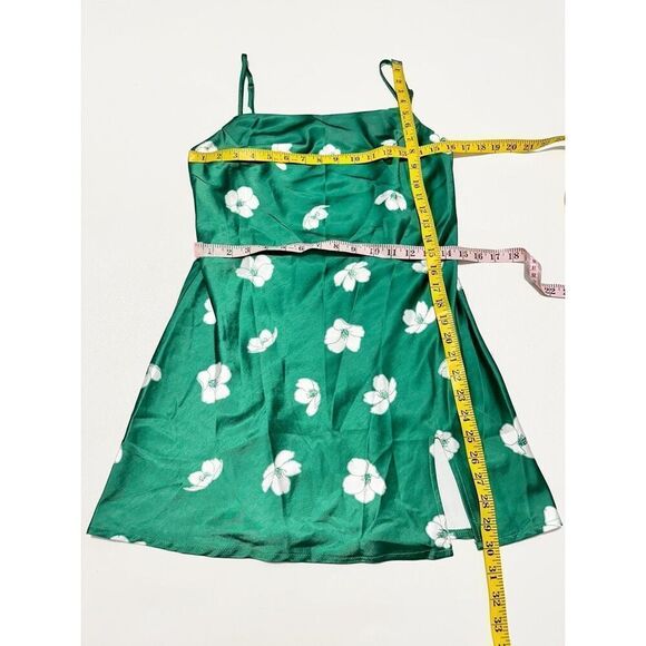 Princess Polly Women's Floral Satin Slip Mini Dress Green Size 6 - Picture 14 of 15